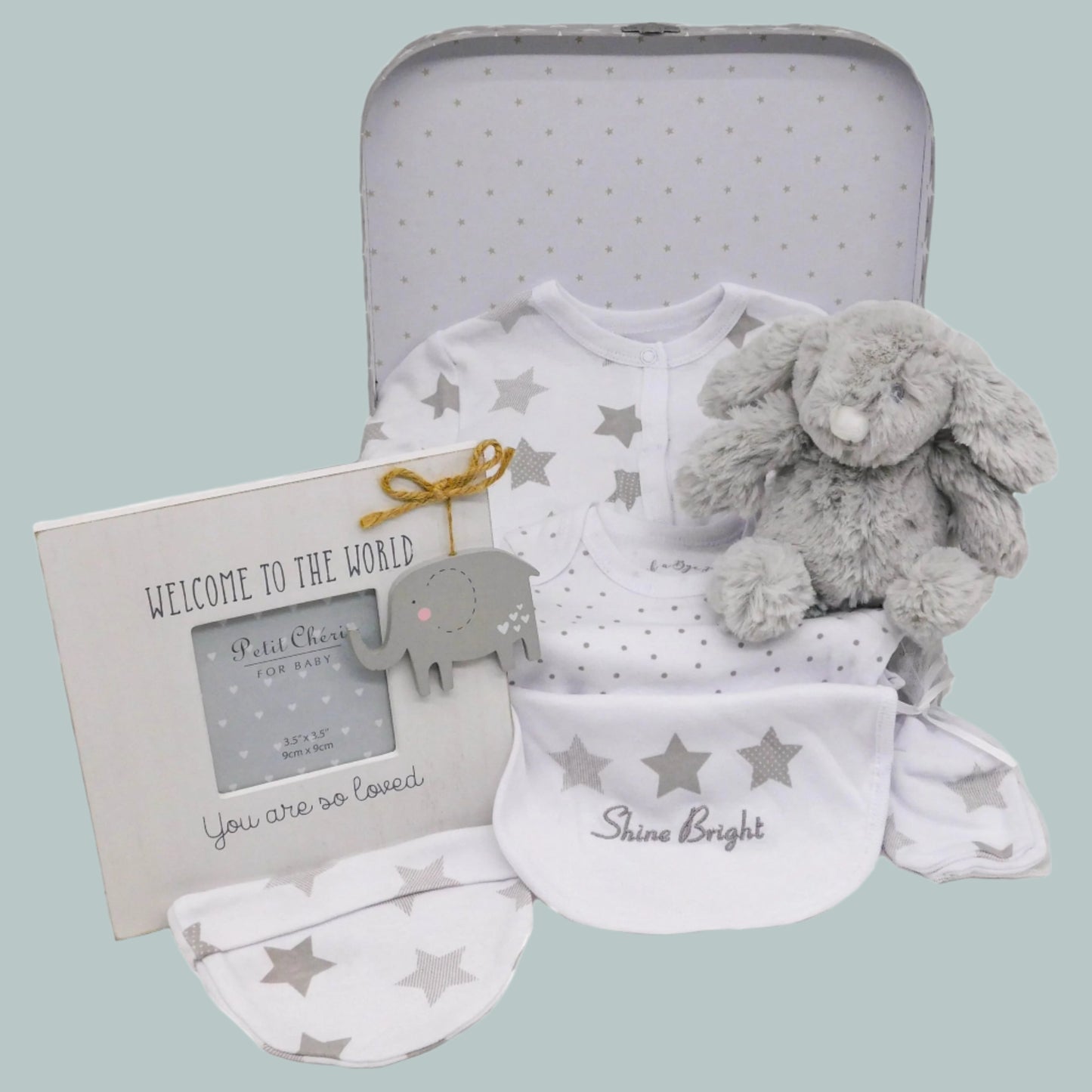 New Baby Gift - Unisex Bunny Rabbit 'Welcome to the World' Keepsake Box
