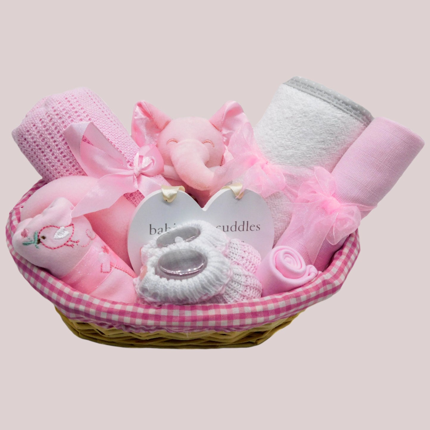 New Baby Girl Gift Basket Hamper - Pink Elephant