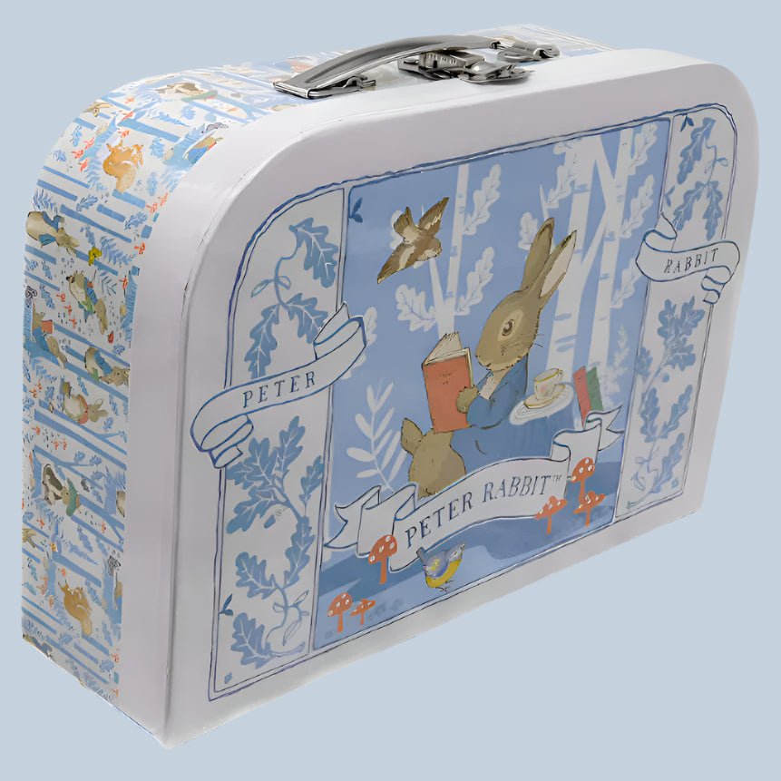 Keepsake Suitcase with Peter Rabbit design on a blue background