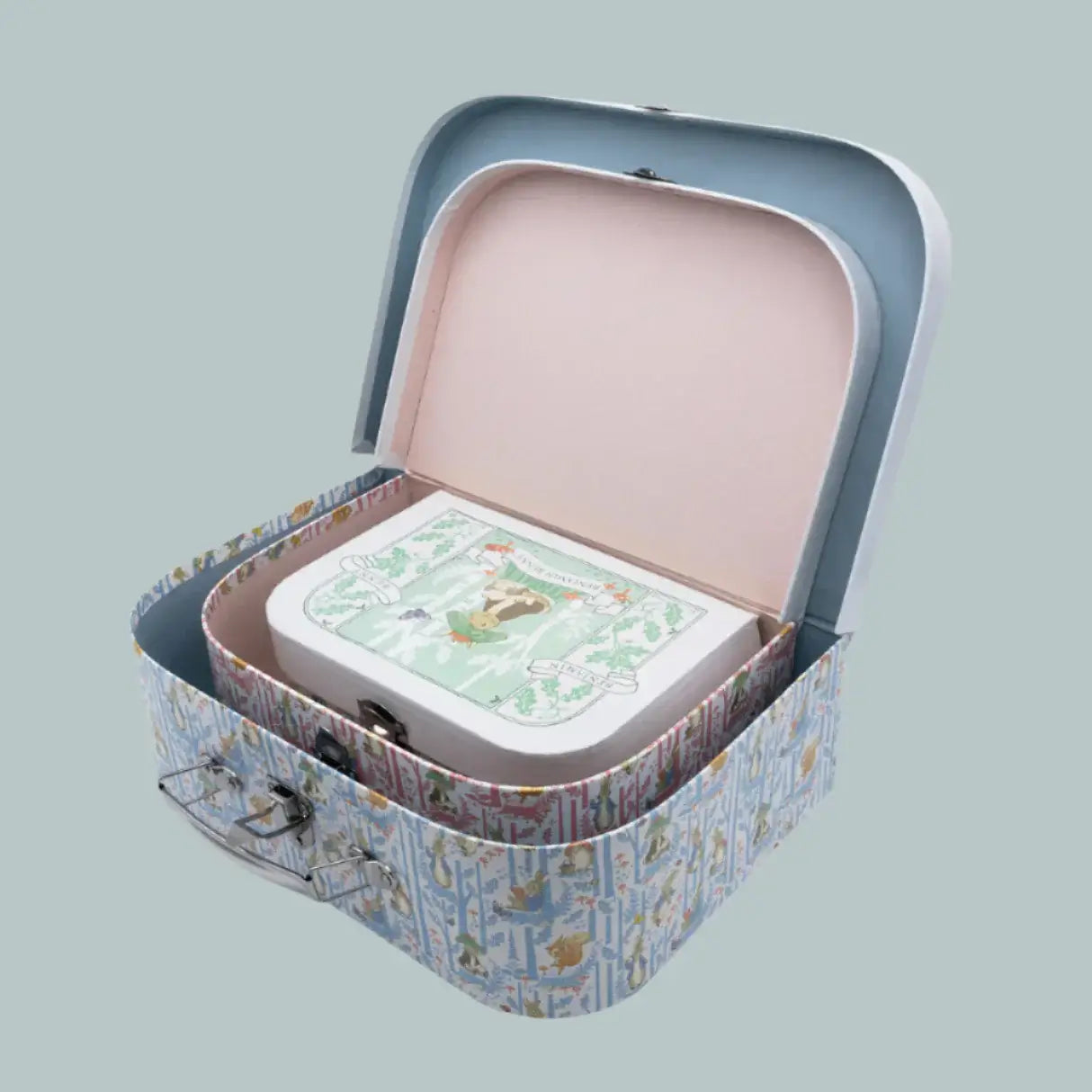 Set of 3 Peter Rabbit keepsake suitcases on a neutral background