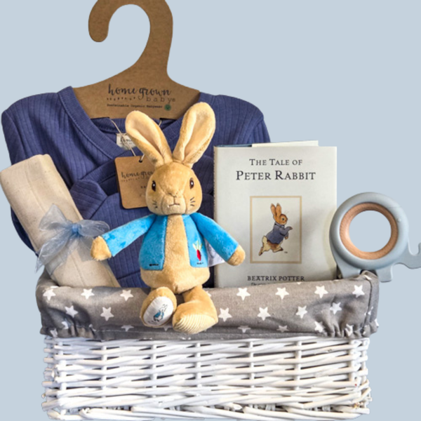 Baby Boy Gift Basket with Peter Rabbit and Organic Cotton Clothing | T ...