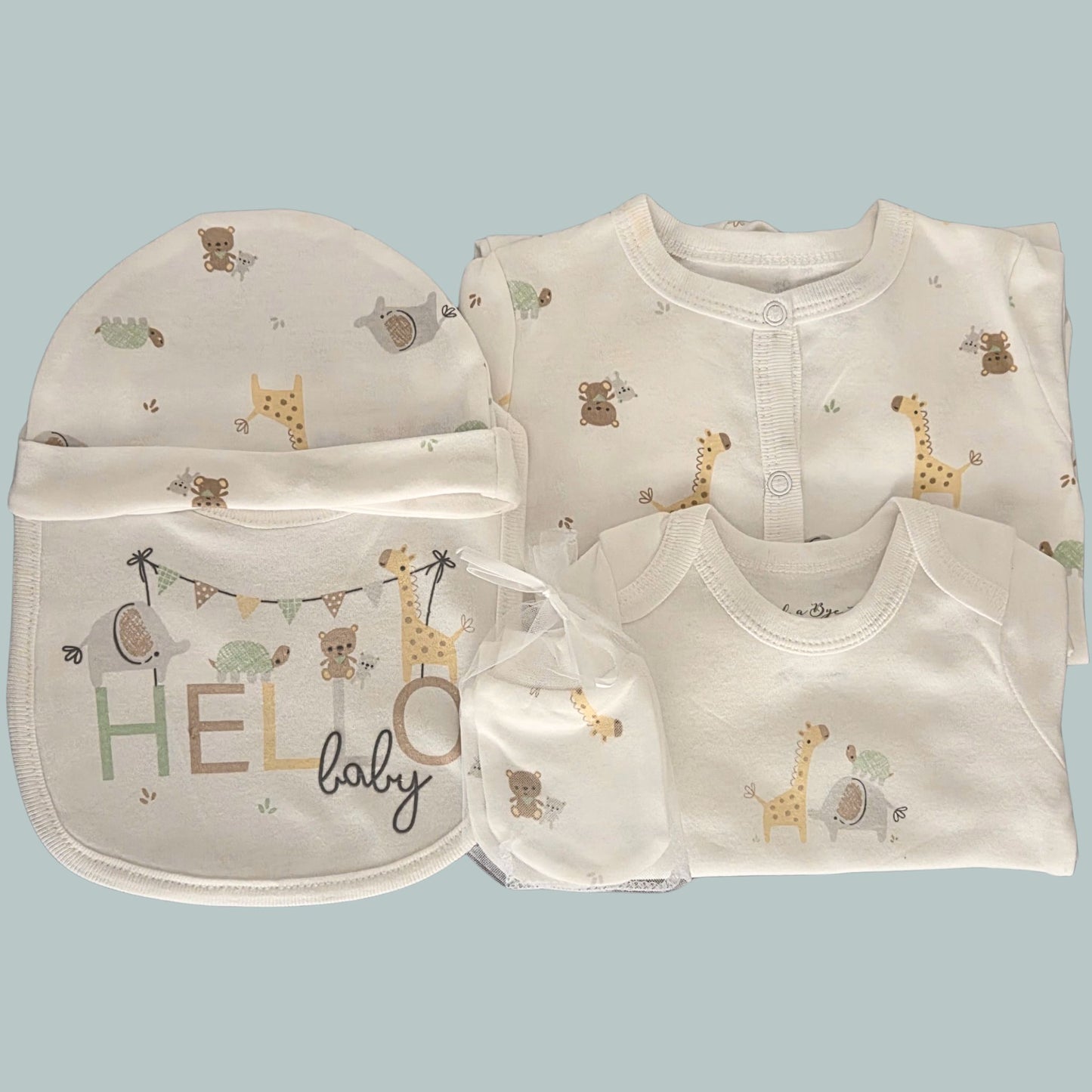 Neutral Baby Gift Basket - 100% Cotton Baby Essentials & Soft Toys