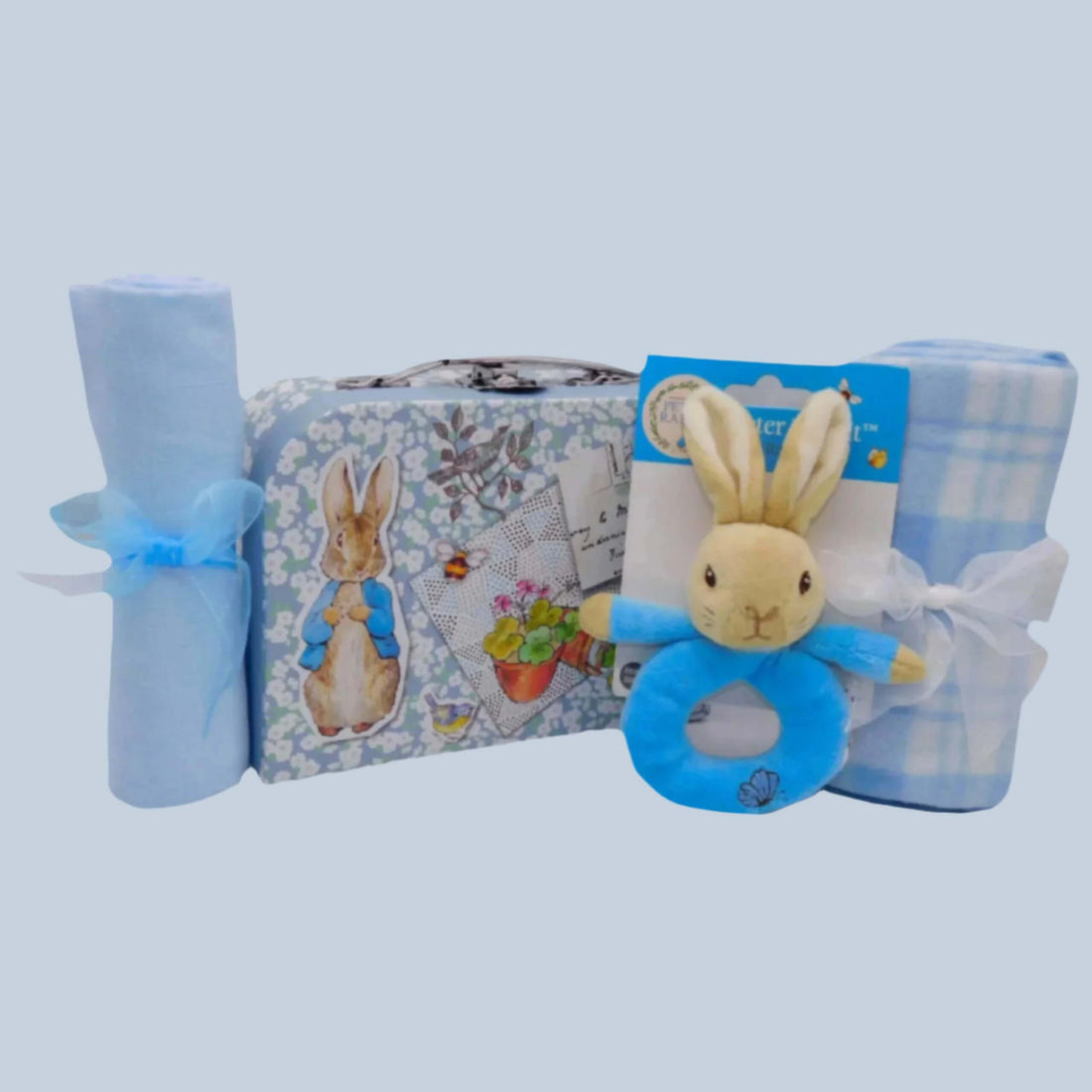 Baby Boy Gift Set with Peter Rabbit Rattle, Blanket & Muslin | Tiny We ...