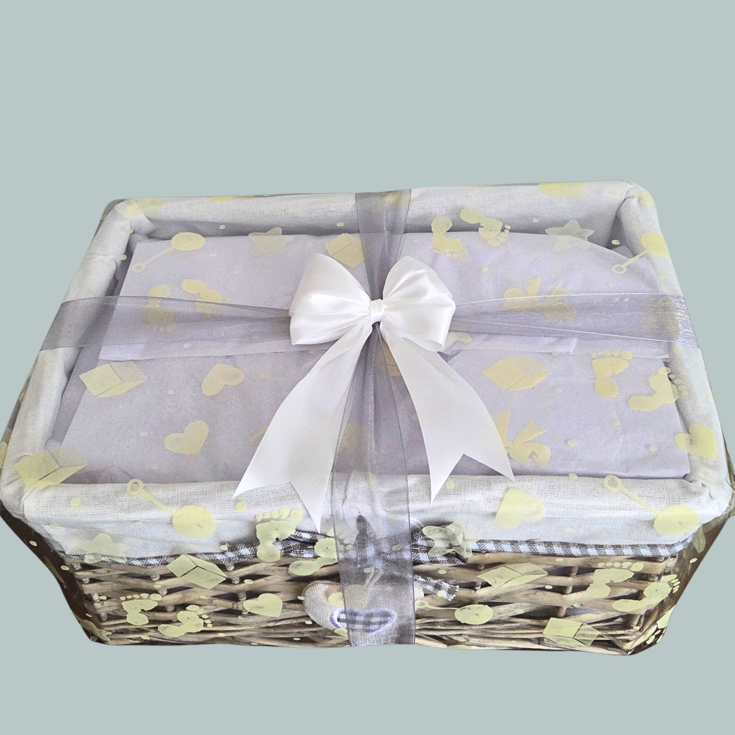 Neutral Baby Gift Basket - 100% Cotton Baby Essentials & Soft Toys