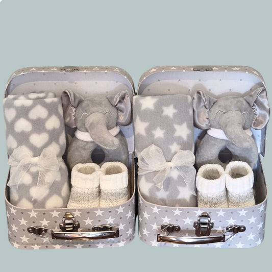 Unisex Twin Baby Keepsake Gift Set | Baby Shower Gift for Twins