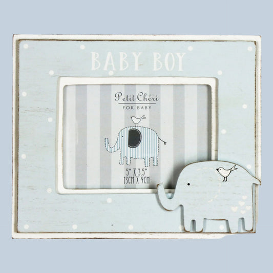 'Baby Boy' Photo Frame by Petit Cheri, with Elephant Design