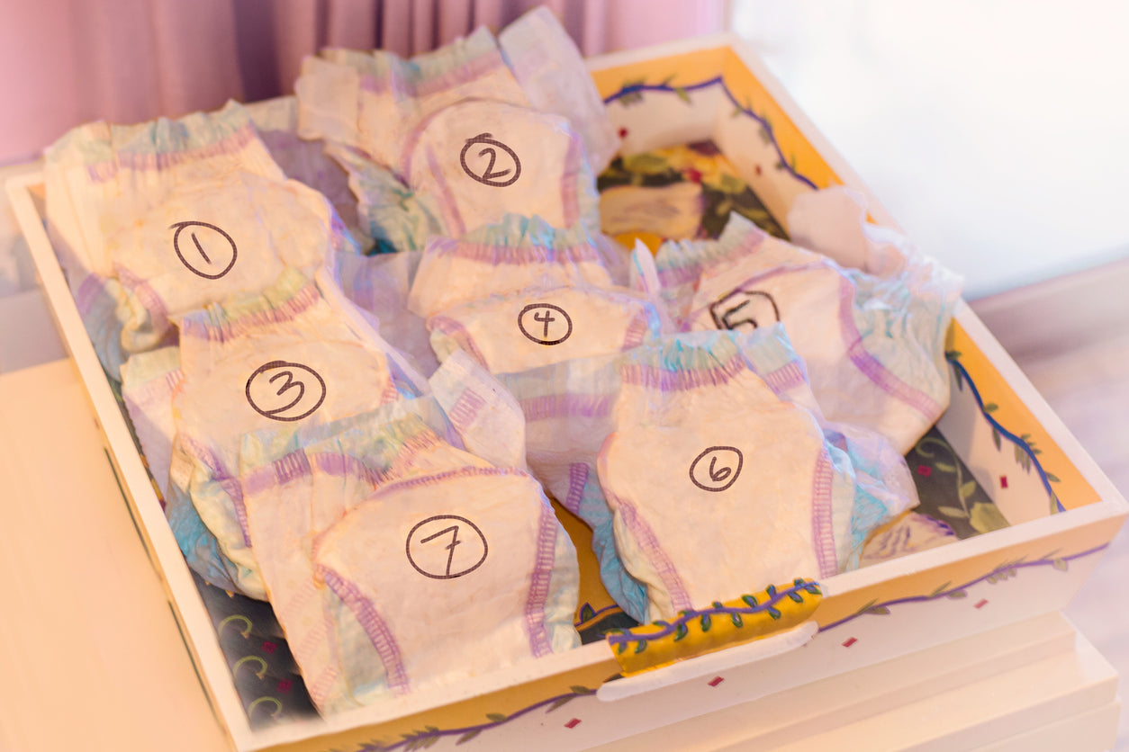 Baby Shower Game with nappies and melted chocolate